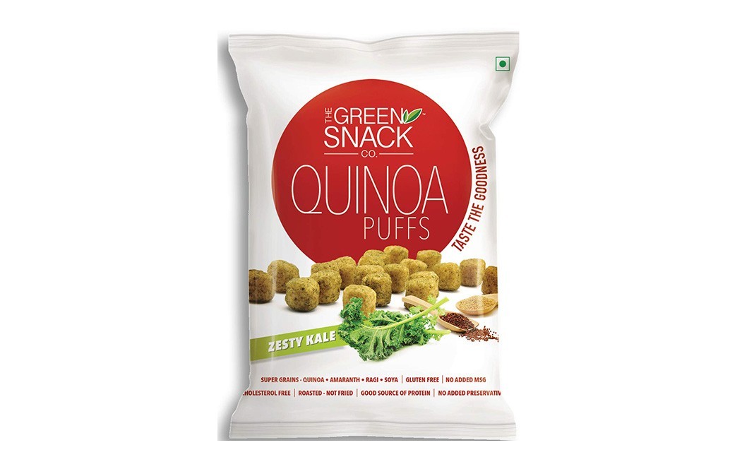 The Green Snack Co Quinoa Puffs, Zesty Kale    Pack  50 grams